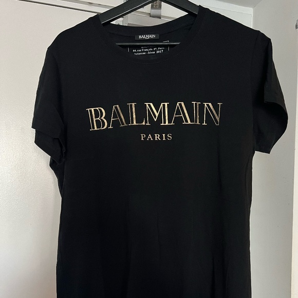Classic Balmain Black and Gold 100% Cotton Tee - Picture 1 of 4